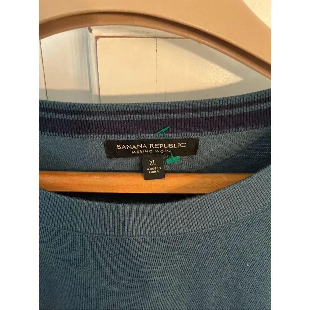Banana Republic 100% Merino Wool Crew Neck Sweater Sz XL Teal